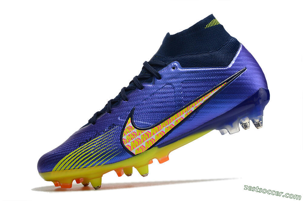 Nike Air Zoom Mercurial Superfly 9 Elite SG High-Tops Soccer Cleats - Blue/Yellow/Pink 5