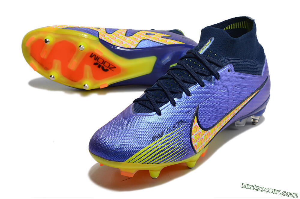 Nike Air Zoom Mercurial Superfly 9 Elite SG High-Tops Soccer Cleats - Blue/Yellow/Pink 3