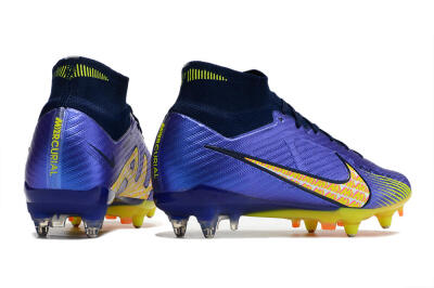 Nike Air Zoom Mercurial Superfly 9 Elite SG High-Tops Soccer Cleats - Blue/Yellow/Pink