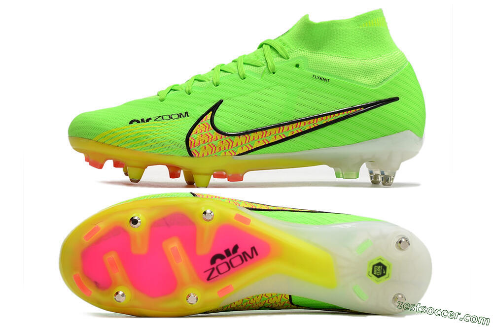Nike Air Zoom Mercurial Superfly 9 Elite SG High-Tops Soccer Cleats - Green/Yellow/Pink 1