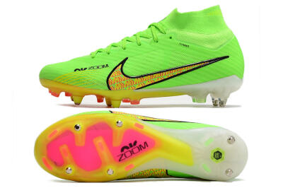 Nike Air Zoom Mercurial Superfly 9 Elite SG High-Tops Soccer Cleats - Green/Yellow/Pink