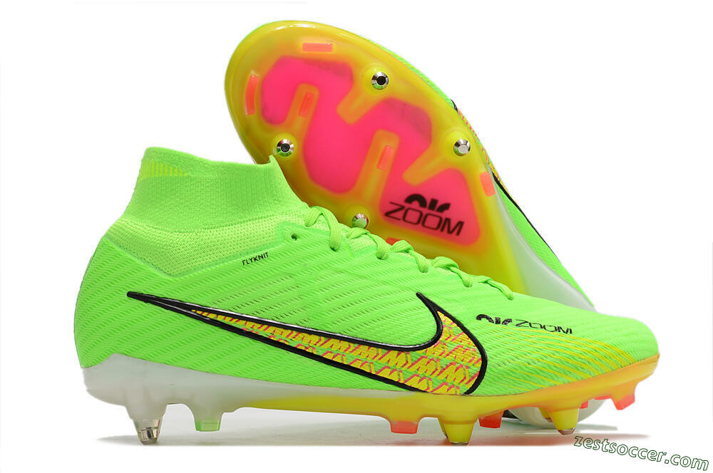 Nike Air Zoom Mercurial Superfly 9 Elite SG High-Tops Soccer Cleats - Green/Yellow/Pink 0