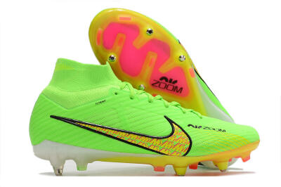 Nike Air Zoom Mercurial Superfly 9 Elite SG High-Tops Soccer Cleats - Green/Yellow/Pink