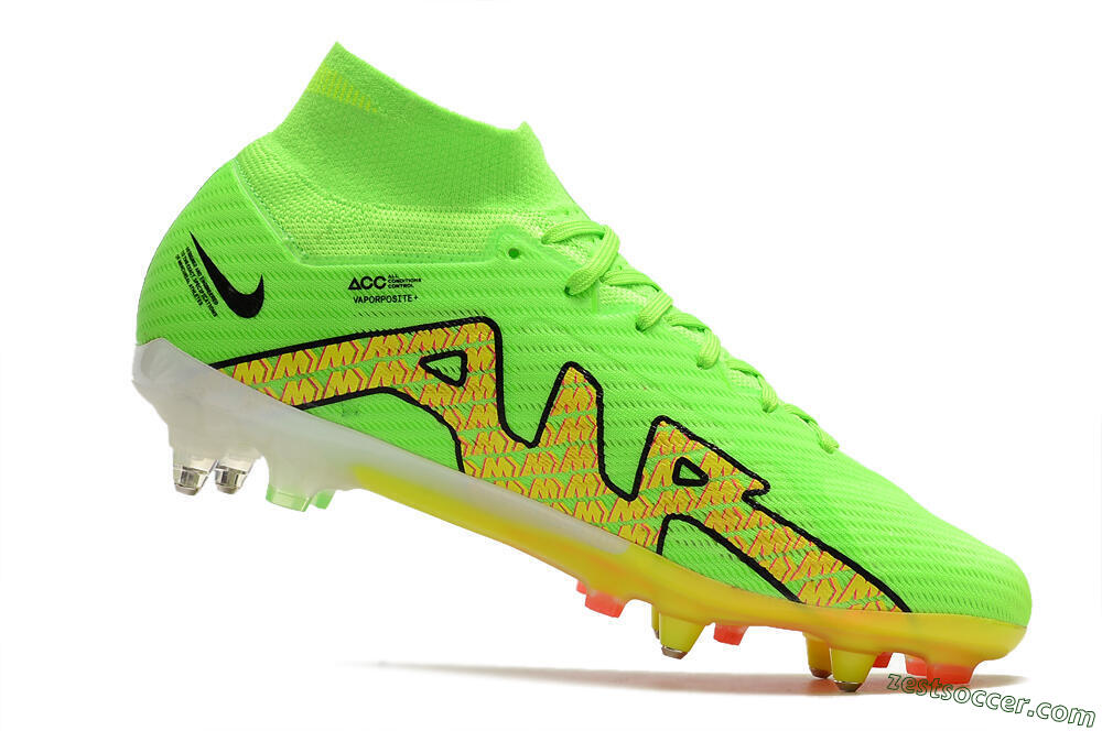 Nike Air Zoom Mercurial Superfly 9 Elite SG High-Tops Soccer Cleats - Green/Yellow/Pink 4