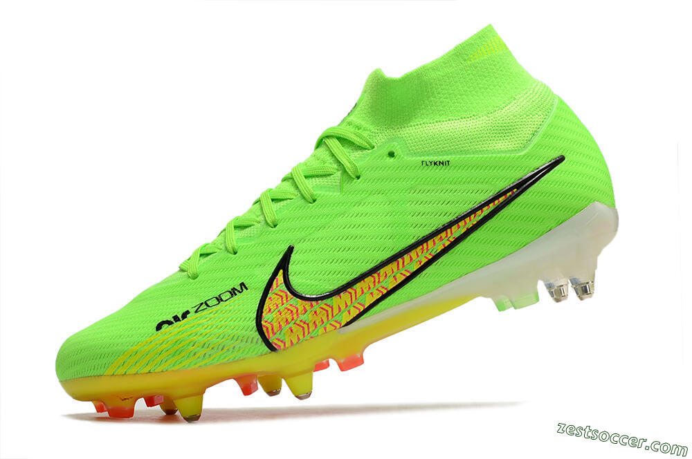 Nike Air Zoom Mercurial Superfly 9 Elite SG High-Tops Soccer Cleats - Green/Yellow/Pink 5