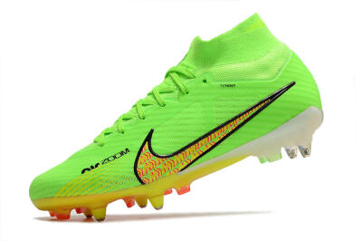 Nike Air Zoom Mercurial Superfly 9 Elite SG High-Tops Soccer Cleats - Green/Yellow/Pink