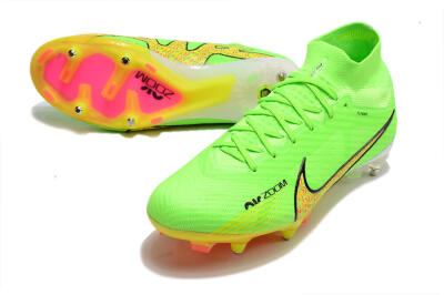 Nike Air Zoom Mercurial Superfly 9 Elite SG High-Tops Soccer Cleats - Green/Yellow/Pink