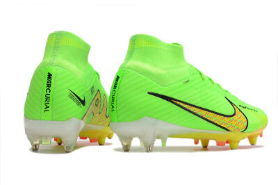 Nike Air Zoom Mercurial Superfly 9 Elite SG High-Tops Soccer Cleats - Green/Yellow/Pink