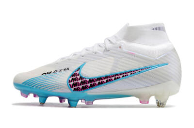 Nike Air Zoom Mercurial Superfly 9 Elite SG High-Tops Soccer Cleats - White/Blue/Pink