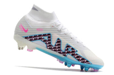 Nike Air Zoom Mercurial Superfly 9 Elite SG High-Tops Soccer Cleats - White/Blue/Pink