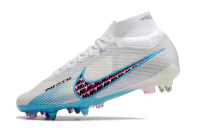 Nike Air Zoom Mercurial Superfly 9 Elite SG High-Tops Soccer Cleats - White/Blue/Pink