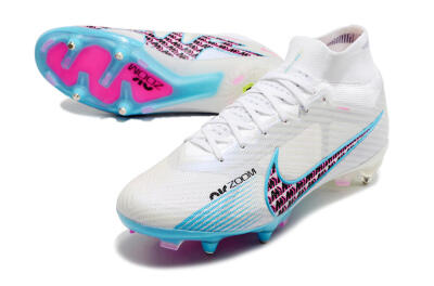 Nike Air Zoom Mercurial Superfly 9 Elite SG High-Tops Soccer Cleats - White/Blue/Pink