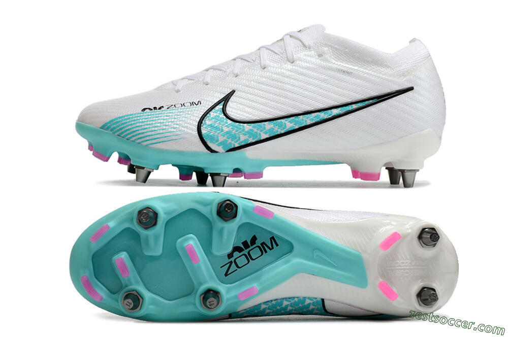 Nike Air Zoom Mercurial Vapor 15 Elite SG Low-Tops Soccer Cleats - White/Blue/Black 1