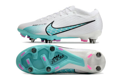 Nike Air Zoom Mercurial Vapor 15 Elite SG Low-Tops Soccer Cleats - White/Blue/Black