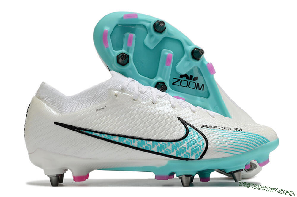 Nike Air Zoom Mercurial Vapor 15 Elite SG Low-Tops Soccer Cleats - White/Blue/Black 0