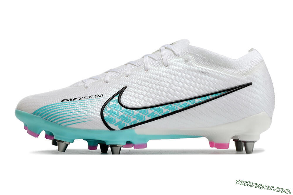 Nike Air Zoom Mercurial Vapor 15 Elite SG Low-Tops Soccer Cleats - White/Blue/Black 2