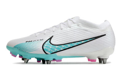 Nike Air Zoom Mercurial Vapor 15 Elite SG Low-Tops Soccer Cleats - White/Blue/Black