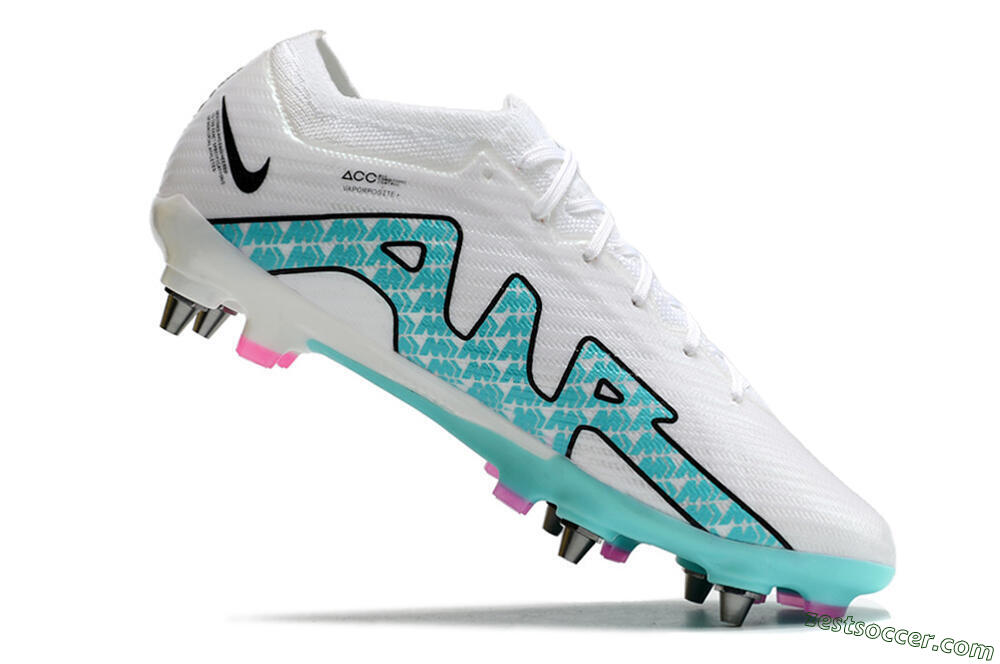 Nike Air Zoom Mercurial Vapor 15 Elite SG Low-Tops Soccer Cleats - White/Blue/Black 4
