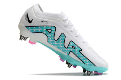 Nike Air Zoom Mercurial Vapor 15 Elite SG Low-Tops Soccer Cleats - White/Blue/Black
