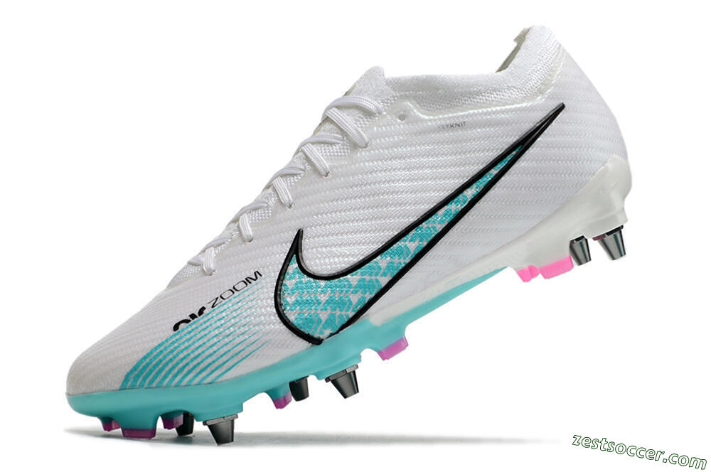Nike Air Zoom Mercurial Vapor 15 Elite SG Low-Tops Soccer Cleats - White/Blue/Black 5