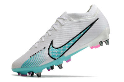 Nike Air Zoom Mercurial Vapor 15 Elite SG Low-Tops Soccer Cleats - White/Blue/Black