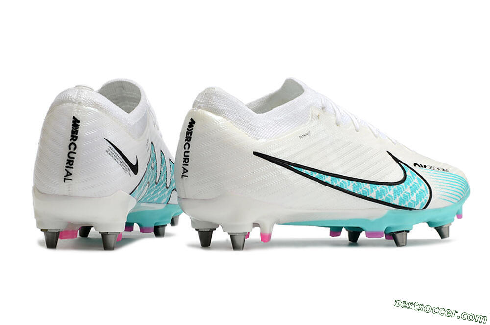 Nike Air Zoom Mercurial Vapor 15 Elite SG Low-Tops Soccer Cleats - White/Blue/Black 6