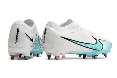 Nike Air Zoom Mercurial Vapor 15 Elite SG Low-Tops Soccer Cleats - White/Blue/Black