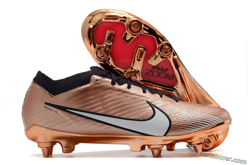 Nike Air Zoom Mercurial Vapor 15 Elite SG Low-Tops Soccer Cleats - Gold/White/Black 0