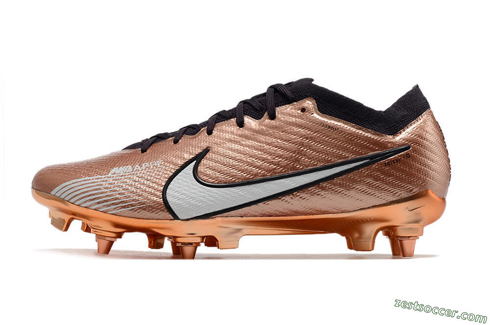 Nike Air Zoom Mercurial Vapor 15 Elite SG Low-Tops Soccer Cleats - Gold/White/Black 2
