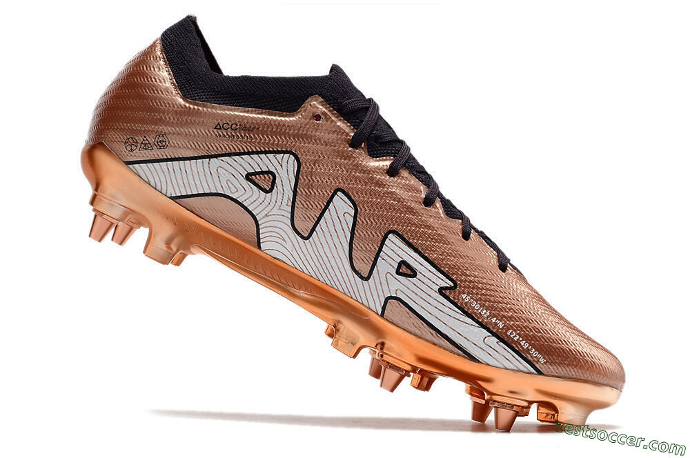 Nike Air Zoom Mercurial Vapor 15 Elite SG Low-Tops Soccer Cleats - Gold/White/Black 4