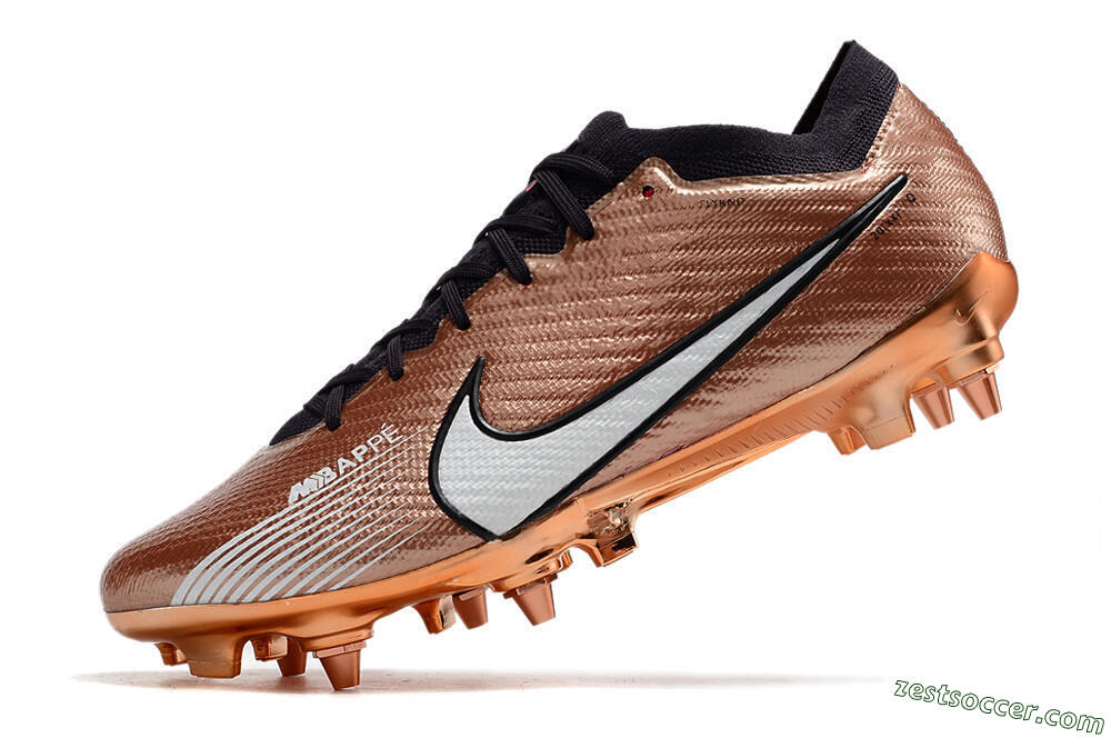 Nike Air Zoom Mercurial Vapor 15 Elite SG Low-Tops Soccer Cleats - Gold/White/Black 5