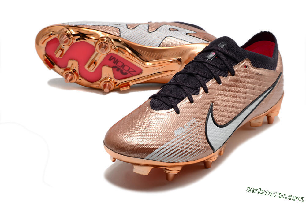 Nike Air Zoom Mercurial Vapor 15 Elite SG Low-Tops Soccer Cleats - Gold/White/Black 3