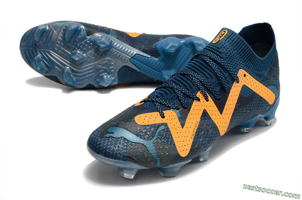 Puma Future Ultimate FG Low-Tops Soccer Cleats - Blue/Yellow 3