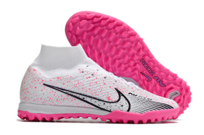 Nike Air Zoom Mercurial Superfly 9 Elite TF High-Tops Soccer Shoes - White/Black/Pink