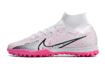Nike Air Zoom Mercurial Superfly 9 Elite TF High-Tops Soccer Shoes - White/Black/Pink