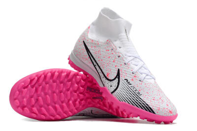 Nike Air Zoom Mercurial Superfly 9 Elite TF High-Tops Soccer Shoes - White/Black/Pink