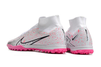 Nike Air Zoom Mercurial Superfly 9 Elite TF High-Tops Soccer Shoes - White/Black/Pink