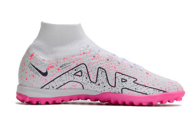 Nike Air Zoom Mercurial Superfly 9 Elite TF High-Tops Soccer Shoes - White/Black/Pink