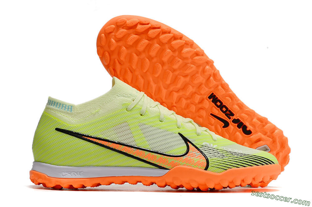 Nike Air Zoom Mercurial Vapor 15 Elite TF Low-Tops Soccer Shoes - Green/Black/Orange 0