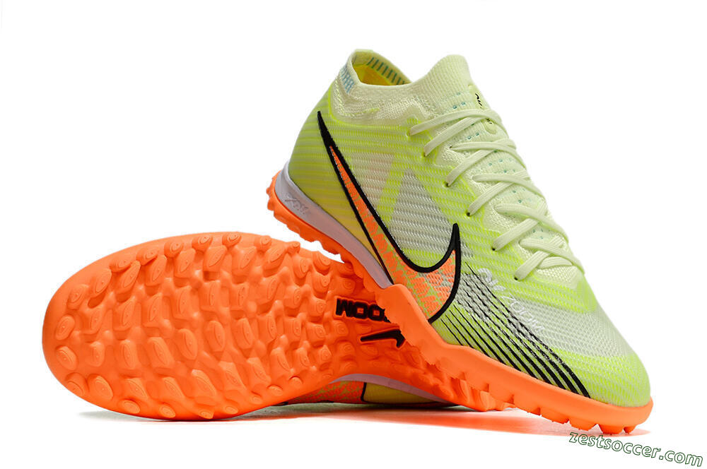 Nike Air Zoom Mercurial Vapor 15 Elite TF Low-Tops Soccer Shoes - Green/Black/Orange 3