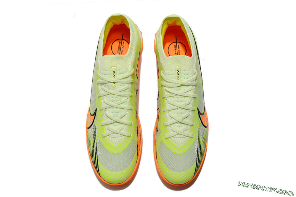 Nike Air Zoom Mercurial Vapor 15 Elite TF Low-Tops Soccer Shoes - Green/Black/Orange 4