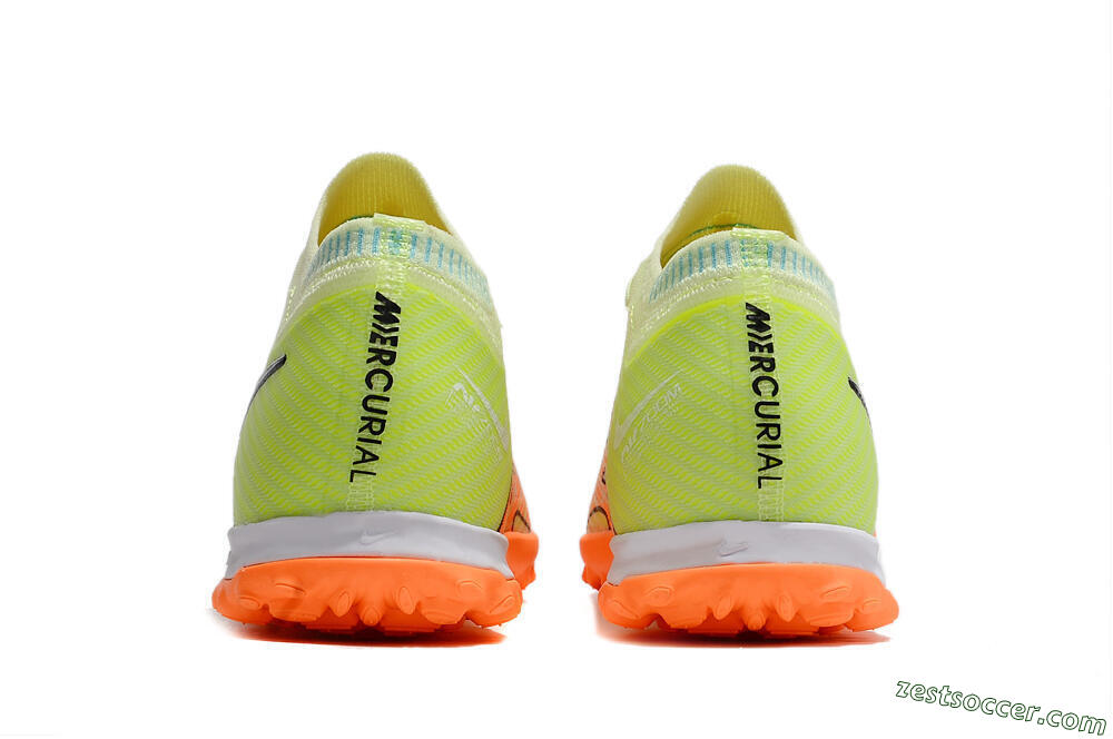 Nike Air Zoom Mercurial Vapor 15 Elite TF Low-Tops Soccer Shoes - Green/Black/Orange 5