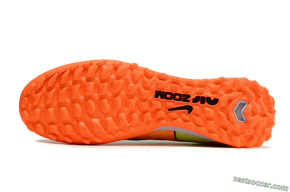 Nike Air Zoom Mercurial Vapor 15 Elite TF Low-Tops Soccer Shoes - Green/Black/Orange 7
