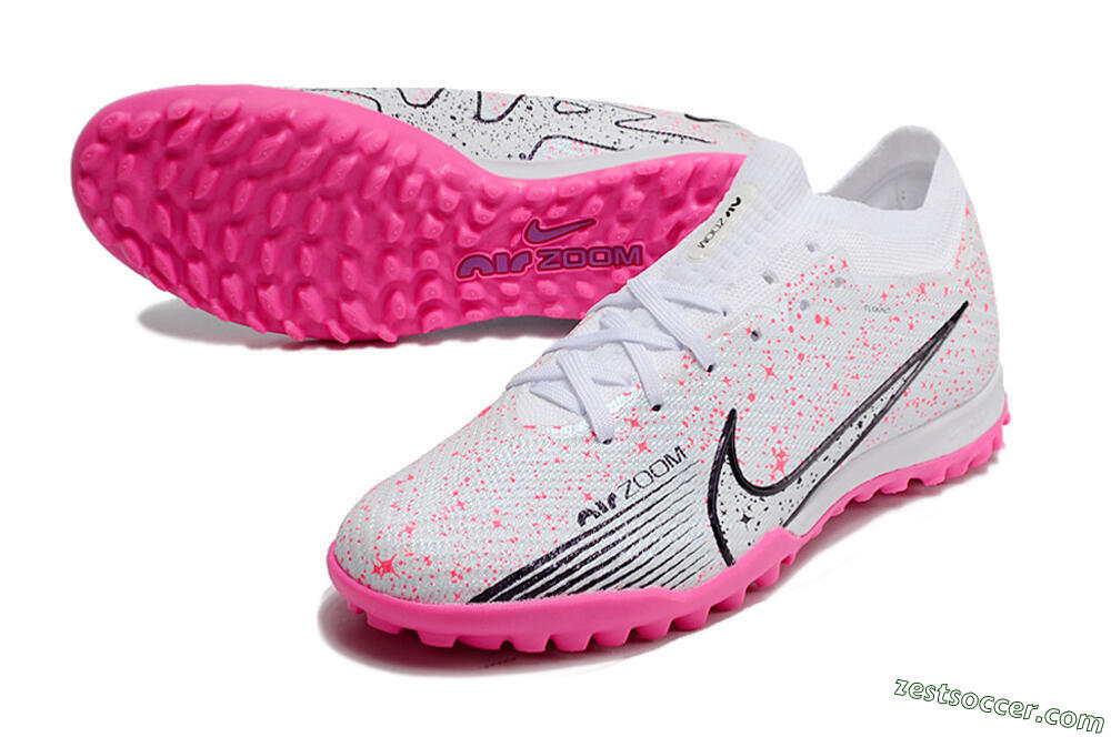 Nike Air Zoom Mercurial Vapor 15 Elite TF Low-Tops Soccer Shoes - White/Black/Pink 3