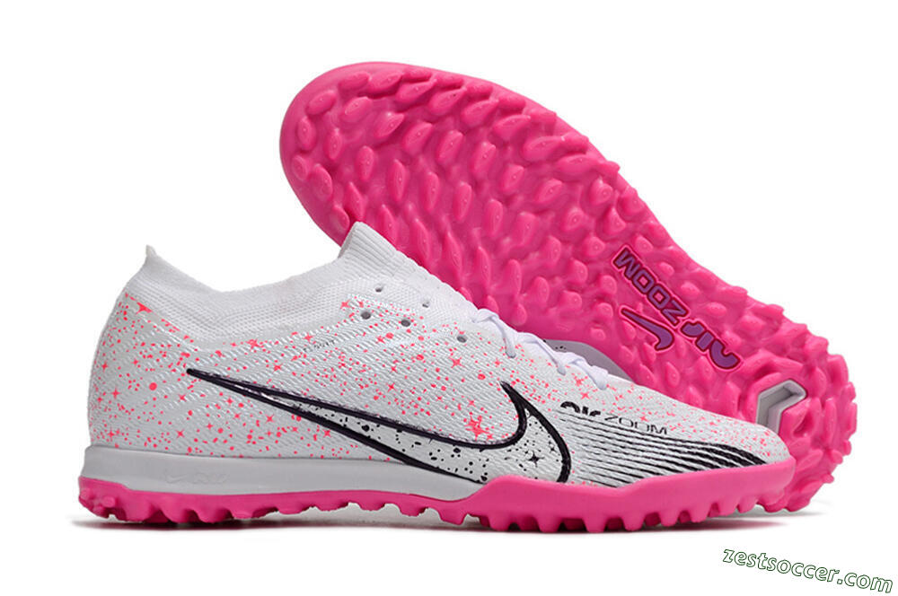 Nike Air Zoom Mercurial Vapor 15 Elite TF Low-Tops Soccer Shoes - White/Black/Pink 0