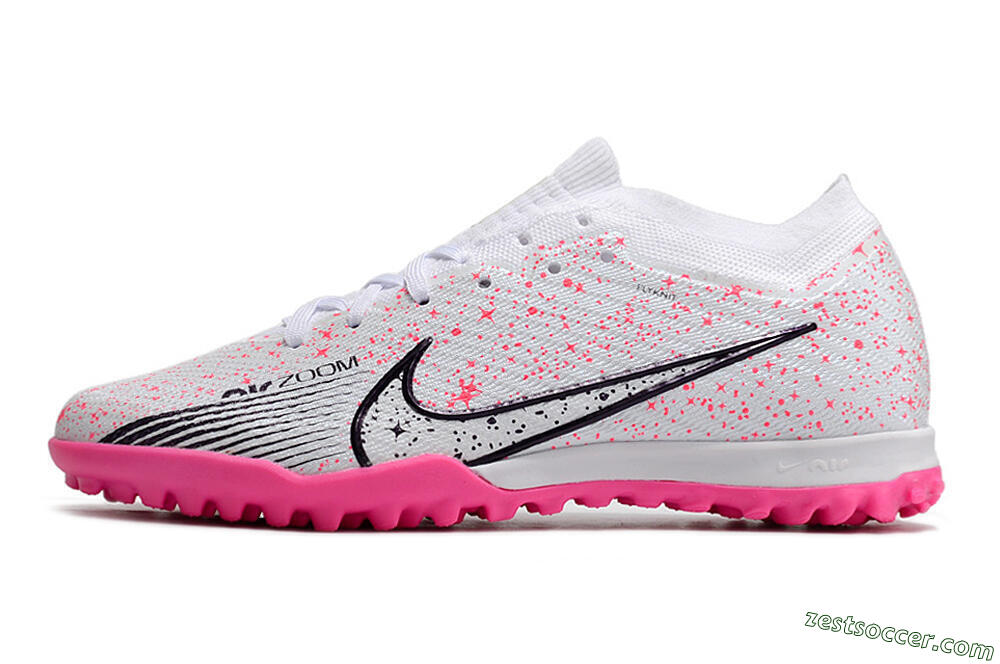 Nike Air Zoom Mercurial Vapor 15 Elite TF Low-Tops Soccer Shoes - White/Black/Pink 2