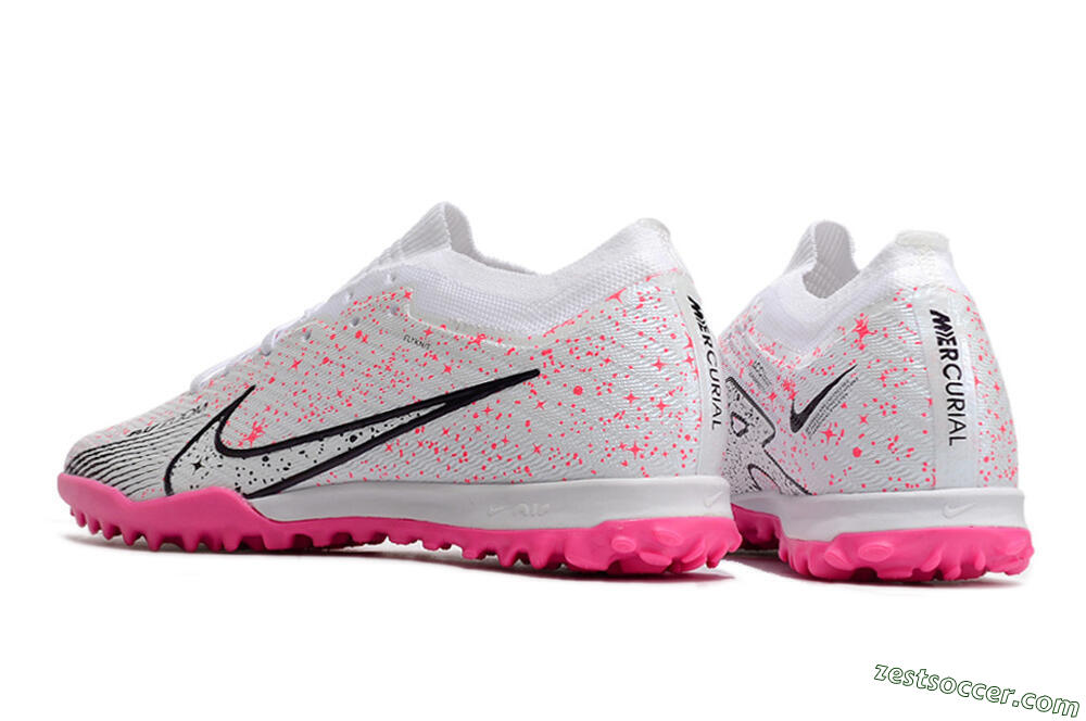 Nike Air Zoom Mercurial Vapor 15 Elite TF Low-Tops Soccer Shoes - White/Black/Pink 5