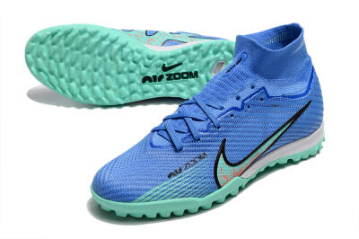 Nike Air Zoom Mercurial Superfly 9 Elite TF High-Tops Soccer Shoes - Blue/Green/Black