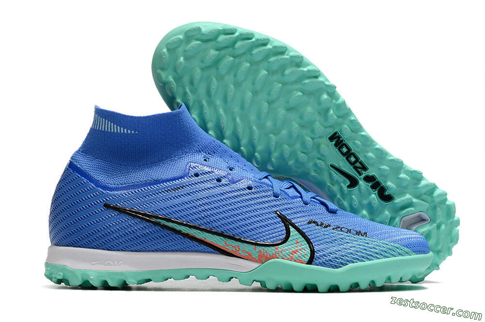 Nike Air Zoom Mercurial Superfly 9 Elite TF High-Tops Soccer Shoes - Blue/Green/Black 0