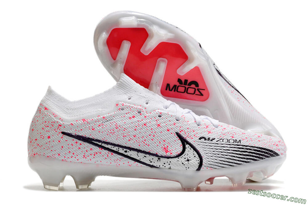 Nike Air Zoom Mercurial Vapor 15 Elite FG Low-Tops Soccer Cleats - White/Pink/Black 0